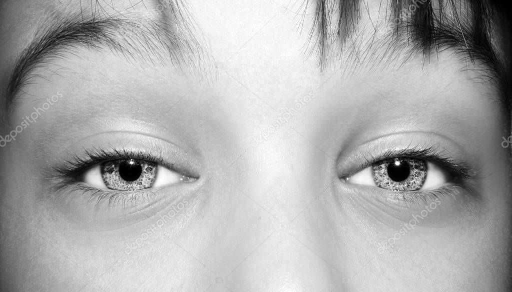 A beautiful insightful look boy's eye. Close up shot.