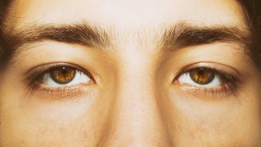 Güzel, anlayışlı bir adam bakışı. Yakın çekim..