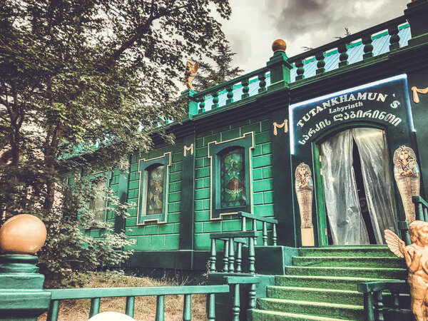 TBILISI, GEORGIA - JULY 22, 2018: Attractions and entertainment in the Mtatsminda park on the funicular