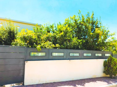 Taş ve demir çit ve Rishon Le Zion ağacında. Yaz saati