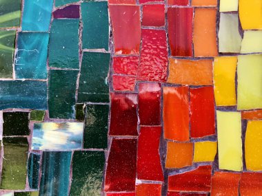Farklı renkte seramik mozaik döşeme. Atış kapatın