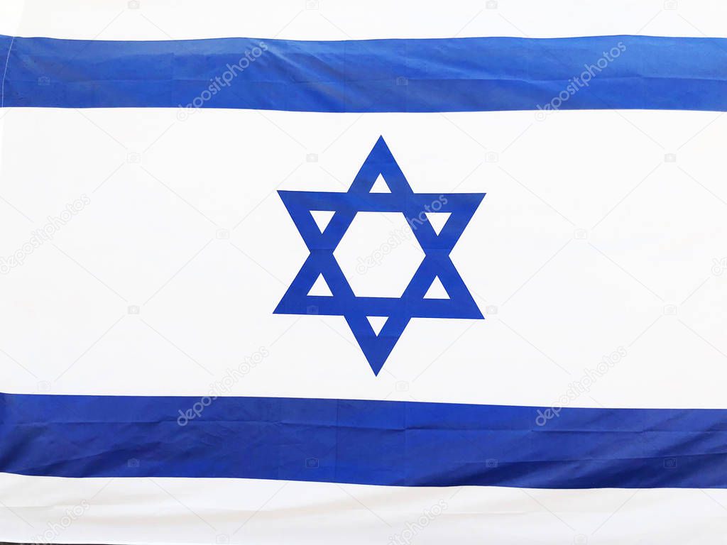 RISHON LE ZION, ISRAEL - June 27, 2018 Israel's national flag in Rishon Le Zion, Israel