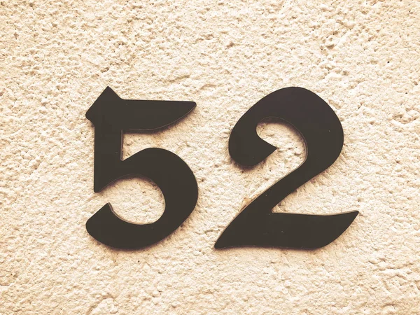 Ο αριθμός των Οδός με αριθμό 52 closeup — Φωτογραφία Αρχείου