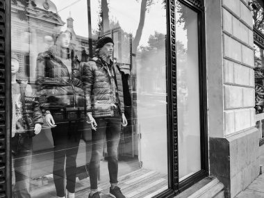   Şehrin sokaklarında vitrinler, sonbaharda Tiflis.