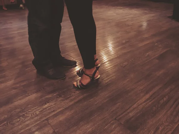 Couple Dansant Tango Jambes Mouvement Cliché Près — Photo