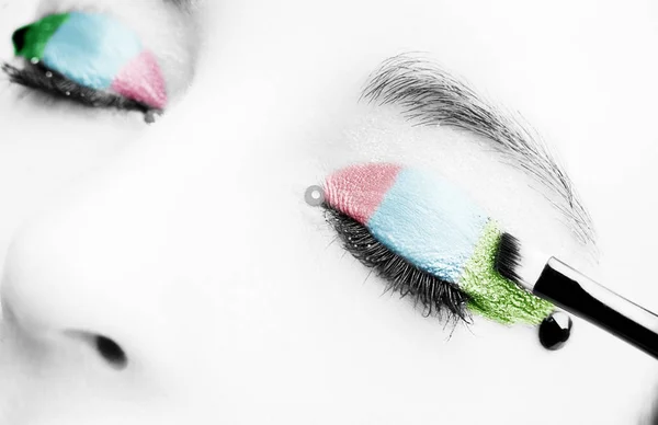 Eye Makeup Beautiful Eyes Glitter Make Holiday Makeup Detail — Stock Photo, Image