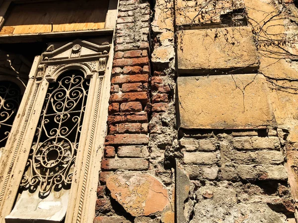 Old Tbilisi architecture, doors and exterior decor in summer day.