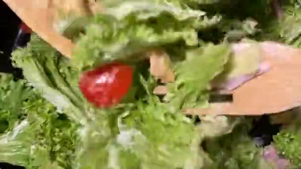 Delikat och färsk caesarsallad, — Stockvideo