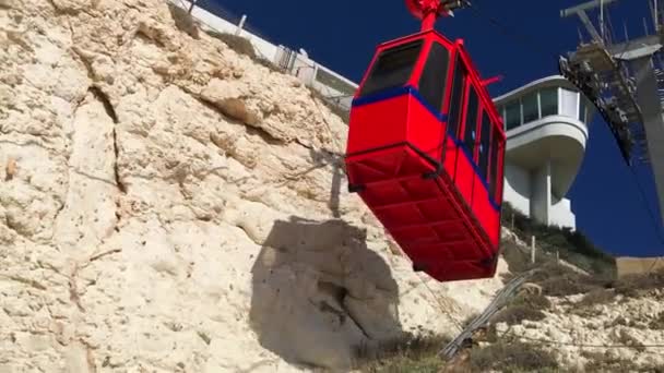 Rote Seilbahn Den Rosch Hanikra Grotten Mittelmeer Israel — Stockvideo