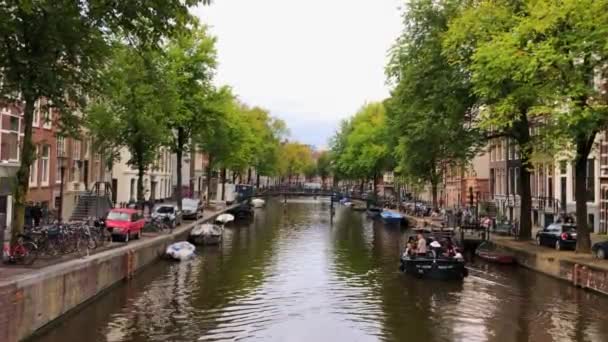 Amsterdam Paesi Bassi Settembre 2018 Veduta Del Bellissimo Canale Della — Video Stock