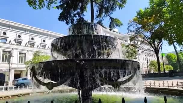 Fontänen Ligger Centrum Tbilisi — Stockvideo