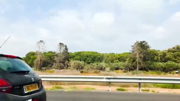 Tir par la fenêtre d'une voiture. Un voyage dans le pays — Video