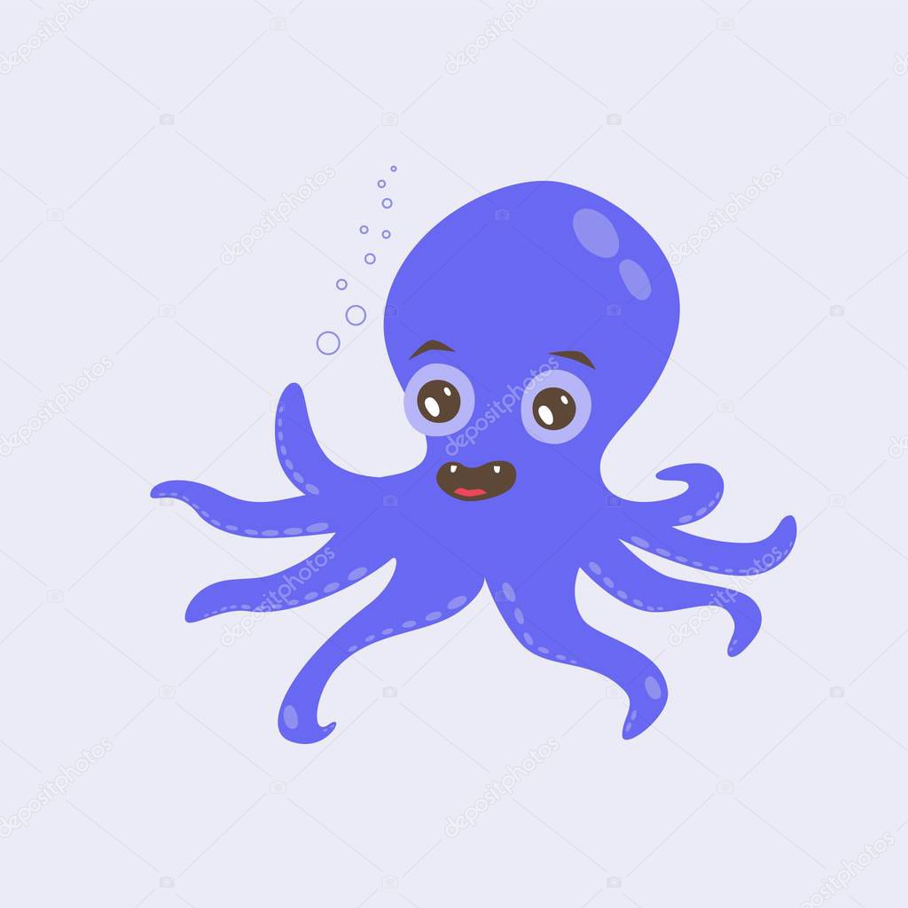 Cute violet octopus cartoon