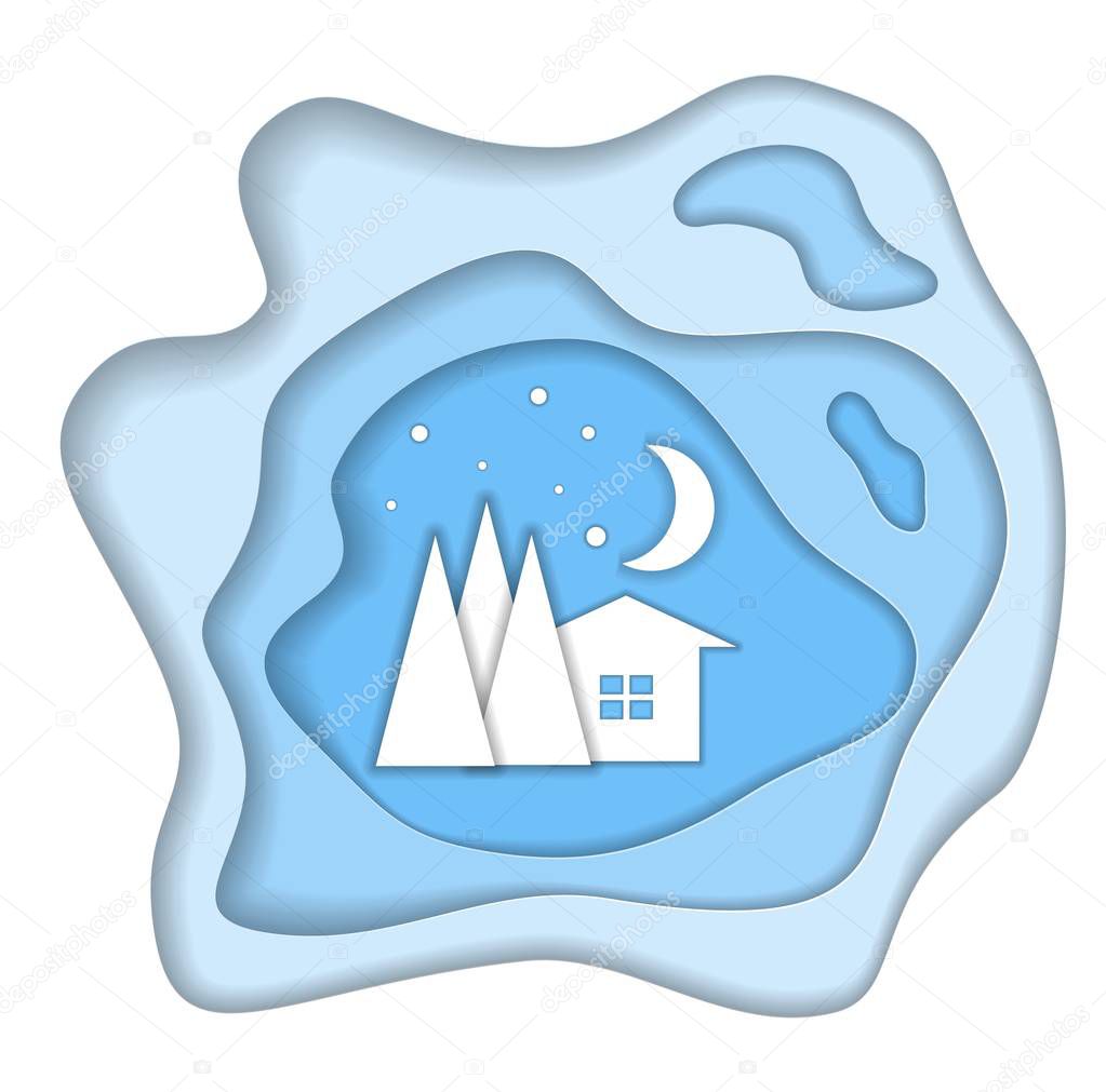 Paper cut vector illustration. The winter. Eps 10. 