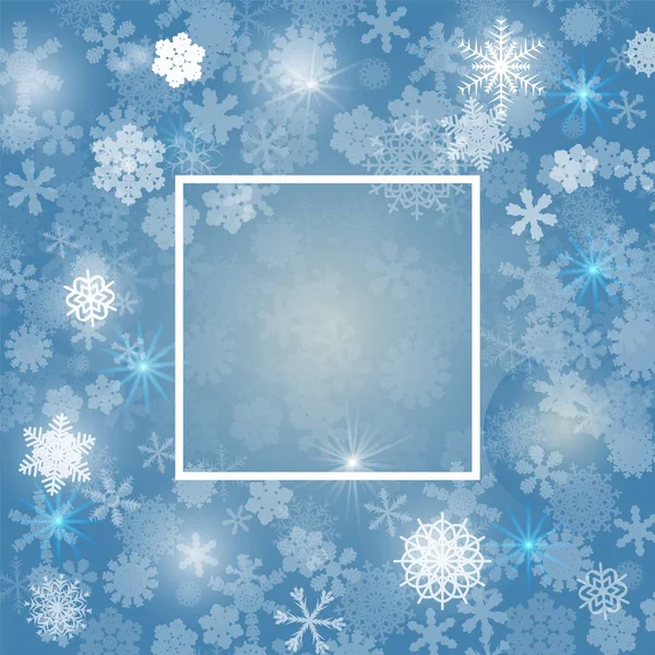 Fondo abstracto.Muchos copos de nieve brillantes diferentes . — Vector de stock