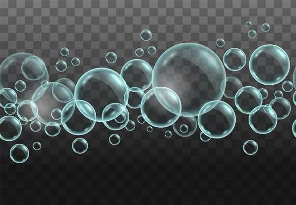 Bakgrund med transparenta tvålvatten bubblor — Stock vektor