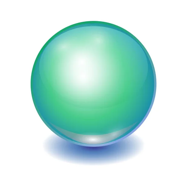 Vector realistic blue transparent glass ball — Stock Vector