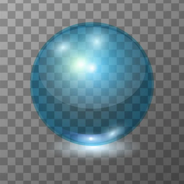 Boule de verre transparente bleue réaliste vectorielle — Image vectorielle