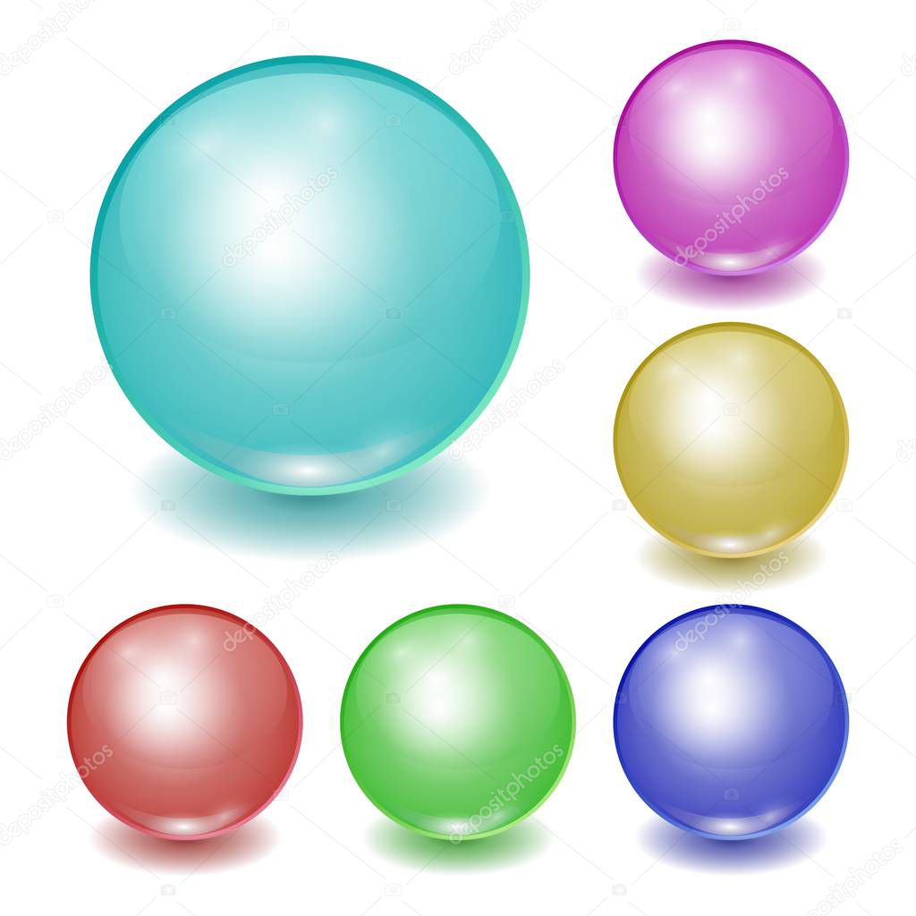 Set of vector realistic color plastic balls