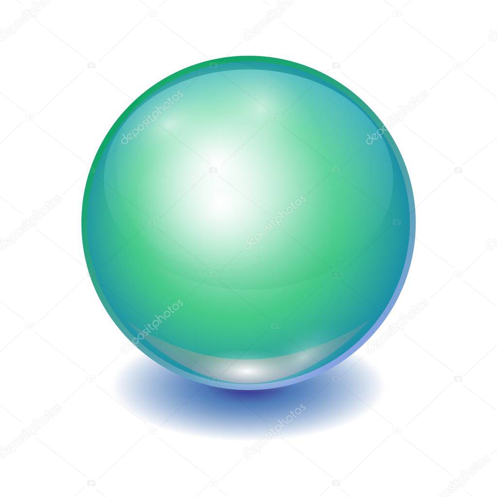 Vector realistic blue transparent glass ball