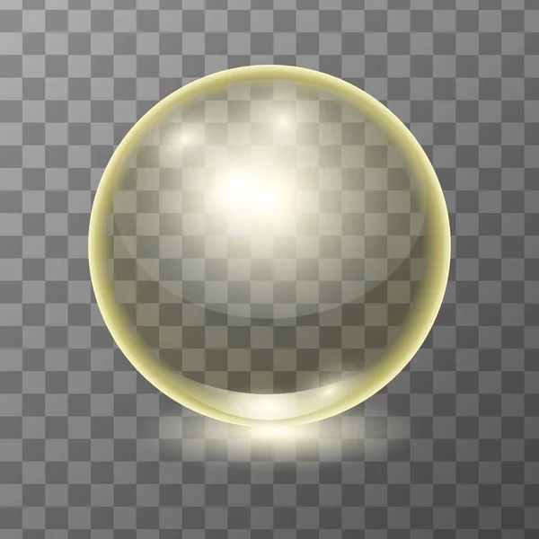 Bola de vidrio transparente amarillo realista ector — Vector de stock