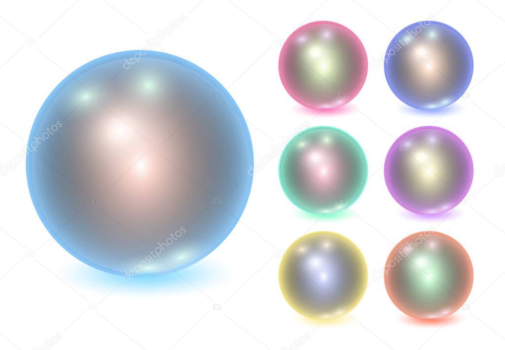 Set of vector realistic color metall balls