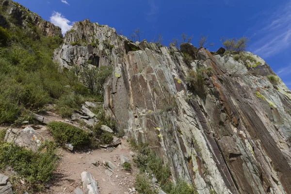 Mountain rock bottom view. Altai. — Stock Photo, Image