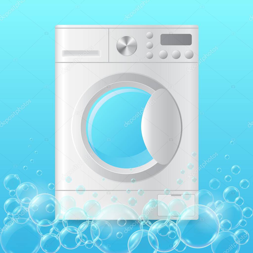 Vector realistic automatic washing-machine