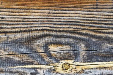 Çatlaklar ve bir düğüm ile eski çam tahtası