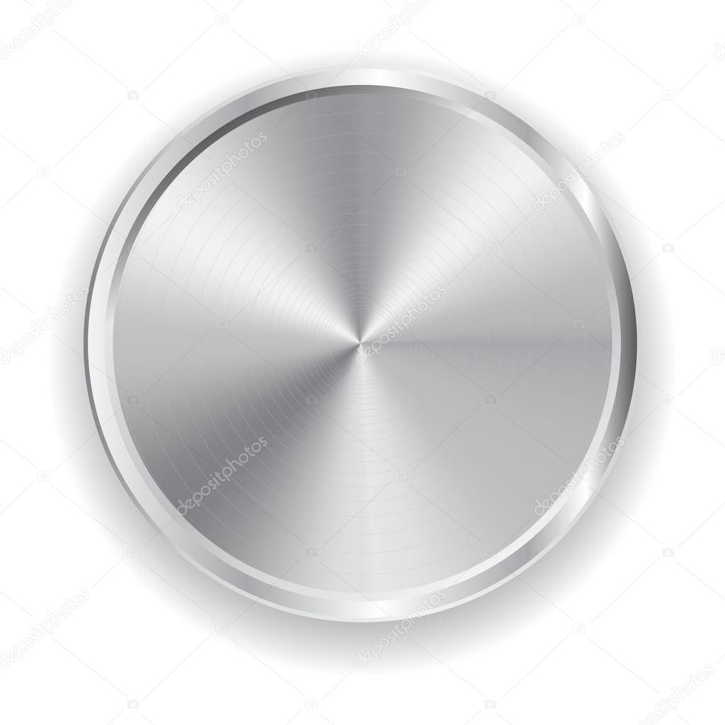 Vector realistic metal grey button for domestic electronics