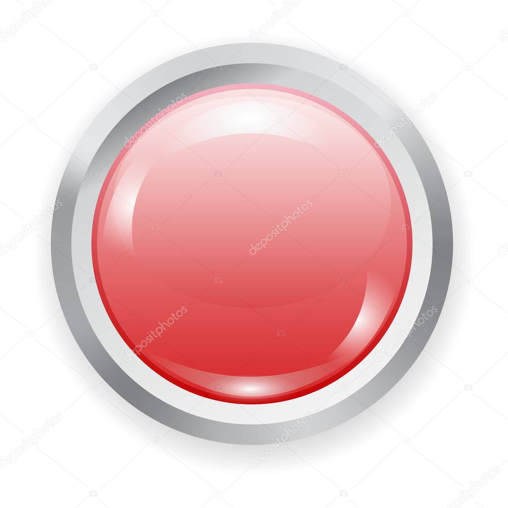 Vector realistic red plastic button with metal elements