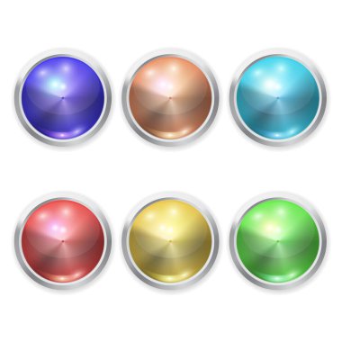 Metal elementli Vektör gerçekçi renk cam düğmesi