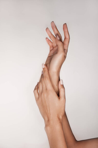 женские руки на белом фоне