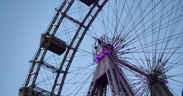 Daylight Sky Ferris Wheel Das Wiener Riesenrad Prater Vienna Austria — стокове відео