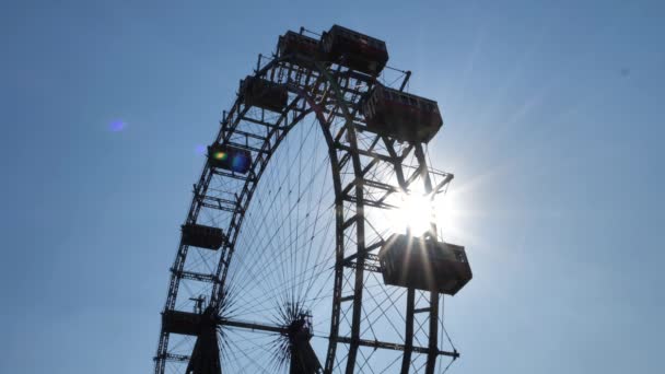 Prater Viyana Günışığı Dönme Dolap Das Wiener Riesenrad — Stok video