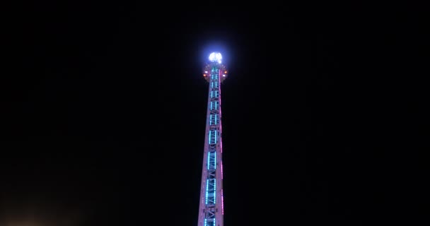 Midnight Calm Sky Shining Tower Prater Vienna Austria — стокове відео