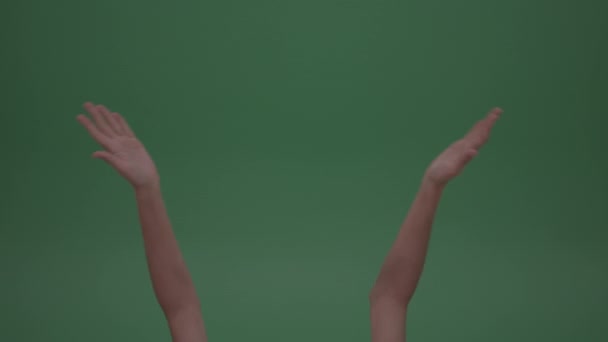 Sarcastic Heavy Claps Woman Hands Green Screen — Stock Video