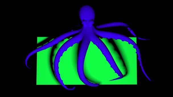 Animated Octopus Green Card — Vídeos de Stock