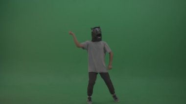 male  Dancer dancing over green screen background
