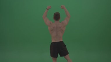 man Demonstrating  body over green screen background