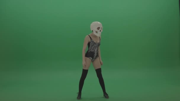 Dansçı Gogo Kafatası Maskeli Kız — Stok video