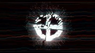 Glitchy Okült din sembolleri siyah arkaplan hareketi grafikleri vj döngüleri üzerinde işaretler