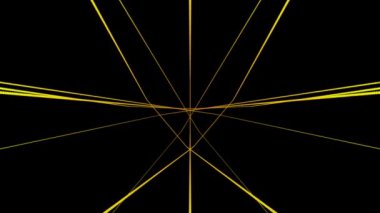 Siyah hareket arkaplan VJ döngüsü üzerinde dönen sarı hareket çizgileri lazer efekti.