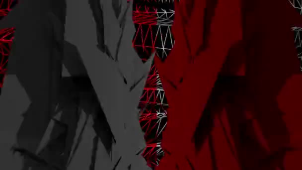 Rot Weiß Polygonal Animiertes Modell Auf Draht Bewegungshintergrund Glitch Loop — Stockvideo