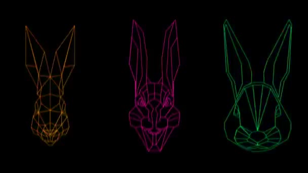 Shaking Polygonal Mask Rabbit Bunny — Stock Video