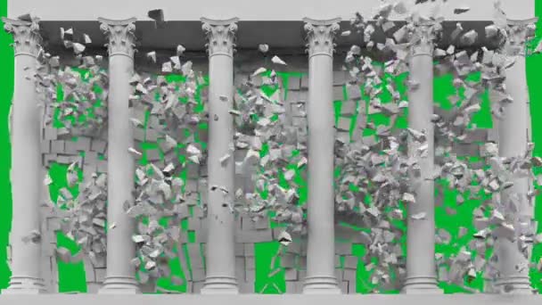 Distruggere Architettura Dell Edificio Video Mappatura Pareti Cadute Schermo Verde — Video Stock