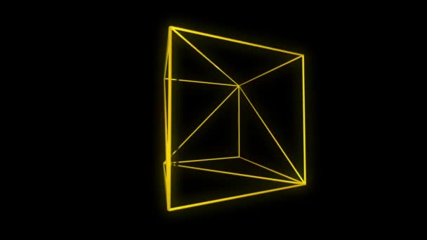 Cubic Metamorphosing Gul Rörelse Laser Linjer Effekt Svart Rörelse Bakgrund — Stockvideo
