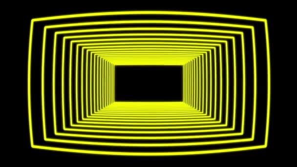Žluté Krychlové Pohybové Laserové Čáry Efekt Černém Pozadí Pohybu Smyčka — Stock video