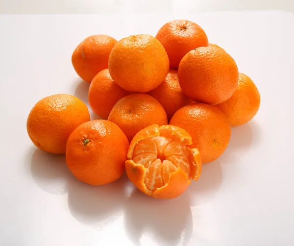 Citrus Tangerines White Background — Stock Photo, Image