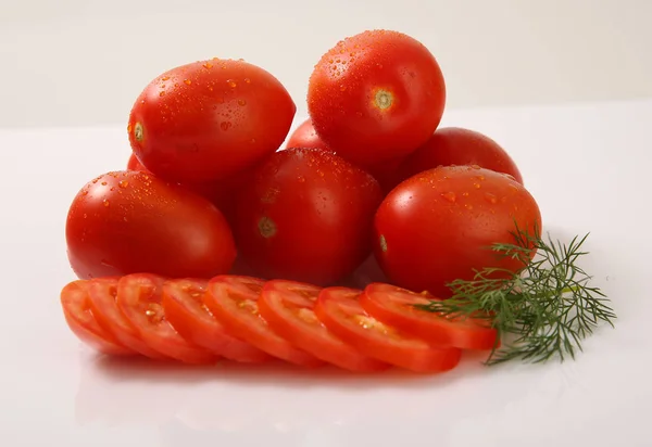 Verduras Tomates Frescos Sobre Mesa — Foto de Stock